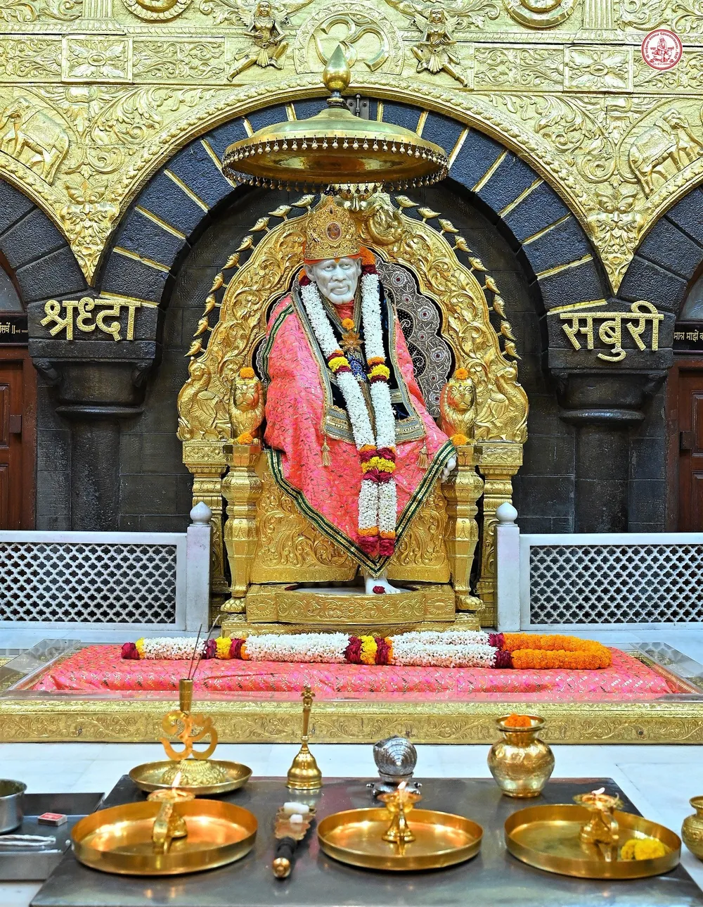 Sai Baba shrine with Shraddha and Saburi visible